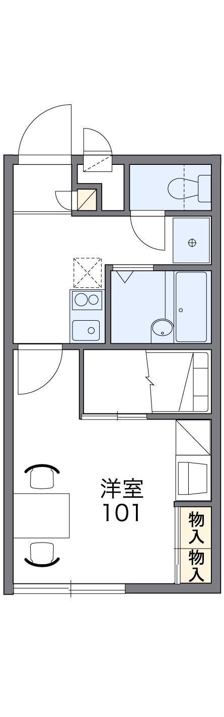 レオパレス若木台(1K/1階)の間取り写真