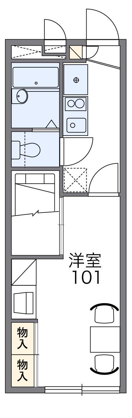 レオパレスTRNヒルズ(1K/2階)の間取り写真