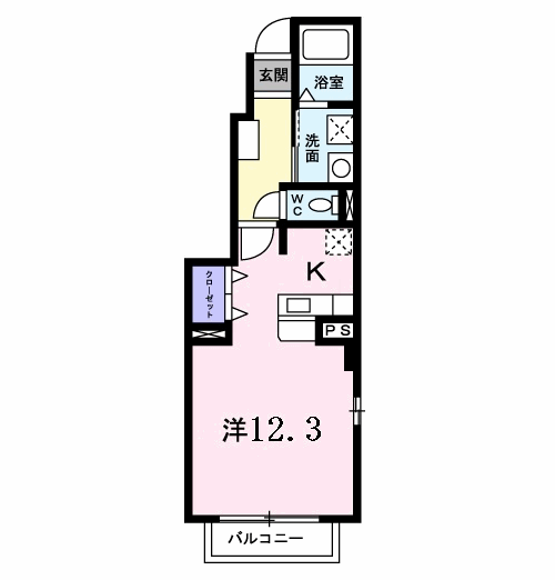 リアルエステート Ⅱ(ワンルーム/1階)の間取り写真