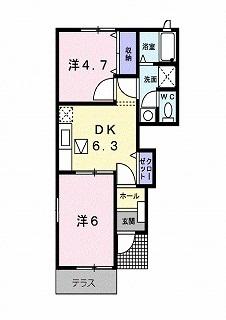 ブラビアコートⅡ(2DK/1階)の間取り写真