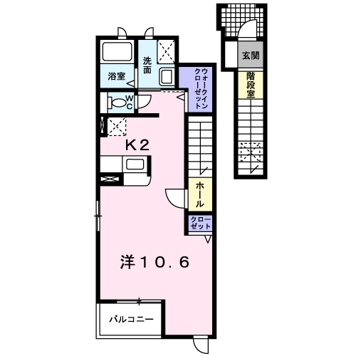 サンヴェリエⅡ(1K/2階)の間取り写真
