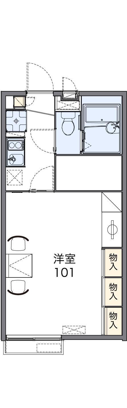 レオパレス美明(1K/1階)の間取り写真