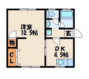アブニールⅠ(1DK/1階)の間取り写真