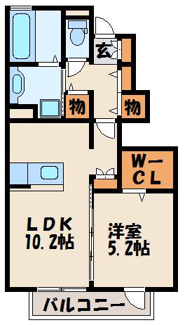 ブランシュネージュモリ(1LDK/1階)の間取り写真