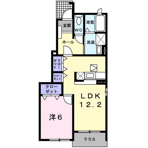 プレイン・コートSⅠ(1LDK/1階)の間取り写真