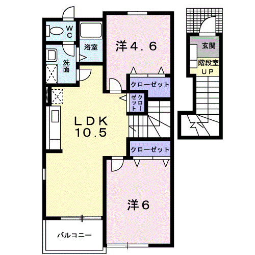 アンビエンテⅢ(2LDK/2階)の間取り写真
