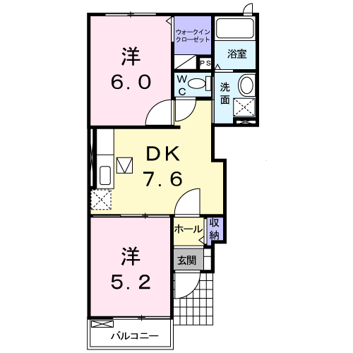 サンライト宗像B(2DK/1階)の間取り写真