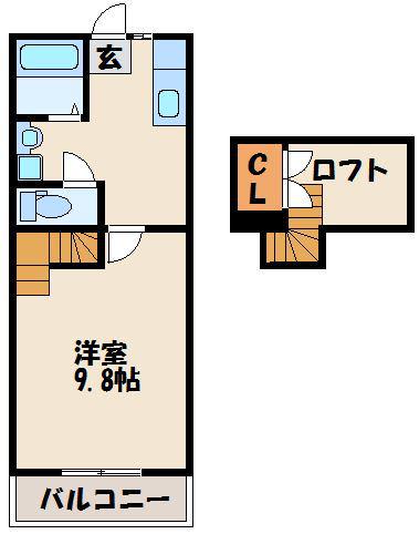 ジェニファー9(1K/1階)の間取り写真