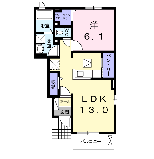 フレグラース水巻2(1LDK/1階)の間取り写真