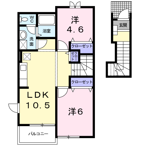 サンパティークⅠ(2LDK/2階)の間取り写真