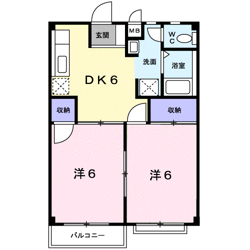 サクセスハイツ(2DK/2階)の間取り写真