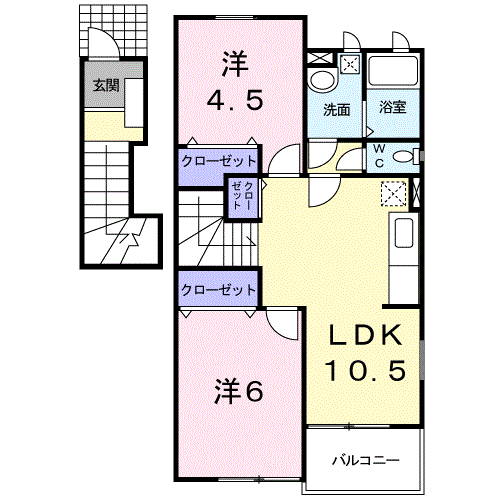 プラークティコⅢ(2LDK/2階)の間取り写真