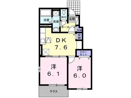 グランドミヤアヴァンセ桜美台(2DK/1階)の間取り写真