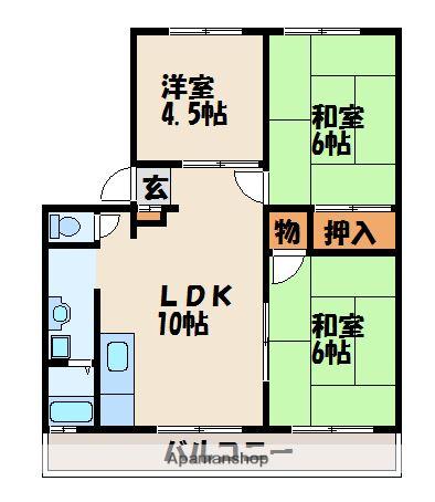 丸昭第2ビル(3LDK/2階)の間取り写真