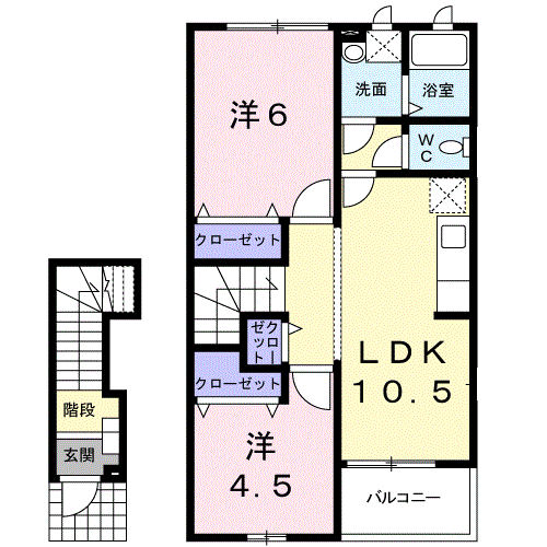 プラークティコⅡ(2LDK/2階)の間取り写真