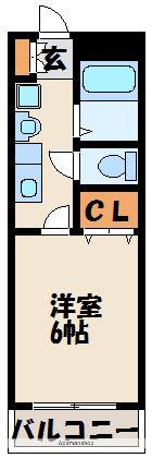 鹿児島本線 赤間駅 徒歩2分 3階建 築8年(1K/3階)の間取り写真