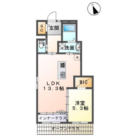 プランドール ユー(1LDK/1階)の間取り写真