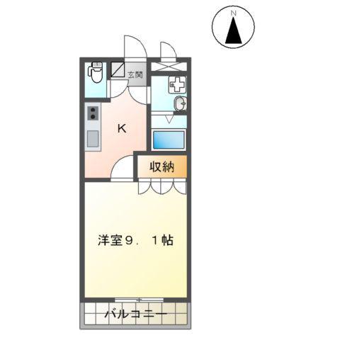 エトワール・シャトー海老津(1K/1階)の間取り写真