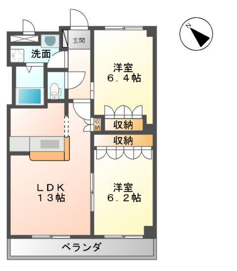 レジデンス若宮インターB(2LDK/2階)の間取り写真