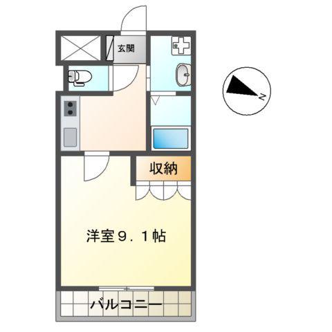 エバーラスティング輝B(1K/2階)の間取り写真