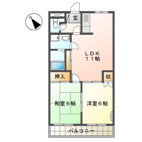 コーポイマージュB棟(2LDK/1階)の間取り写真