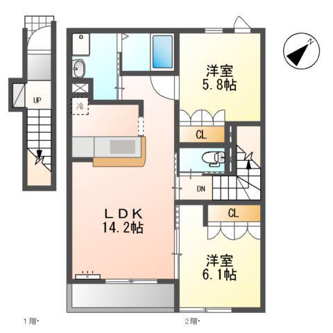 コンフォートレジデンス(2LDK/2階)の間取り写真
