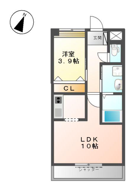 クレアシオンA棟(1LDK/1階)の間取り写真