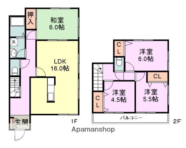 鹿児島本線 ししぶ駅 徒歩9分 2階建 築19年(4LDK)の間取り写真