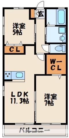 レトア中央 A(2LDK/1階)の間取り写真
