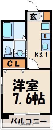 BBS古賀駅前(1K/4階)の間取り写真
