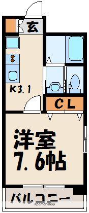 BBS古賀駅前(1K/2階)の間取り写真