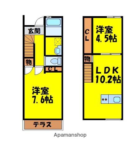 サーフィ(2LDK/1階)の間取り写真