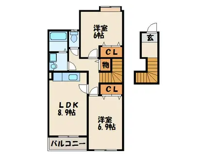 ピアコート津屋崎(2LDK/2階)の間取り写真