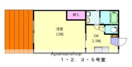 Fガーデン教育大前1(1DK/1階)の間取り写真