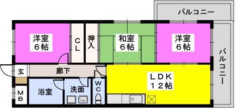 ファミール和白(3LDK/2階)の間取り写真