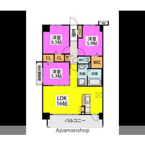 グランドゥール天神(3LDK/3階)の間取り写真