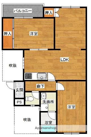 OAKHILLS10(2LDK/2階)の間取り写真