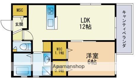 サンシャイン天神東棟(1LDK/1階)の間取り写真