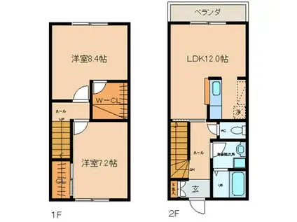 ソレアード赤間　Ａ棟(2LDK)の間取り写真