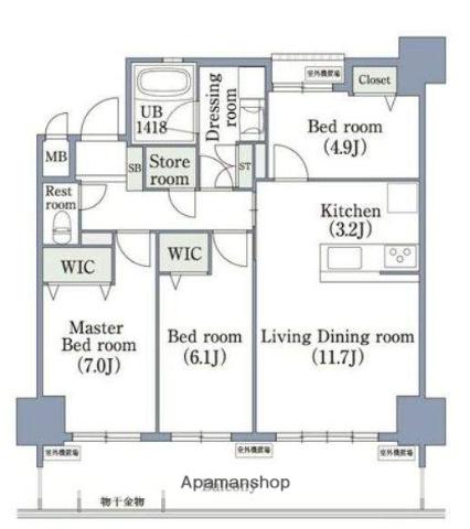 ラクレイス香椎照葉(3LDK/4階)の間取り写真