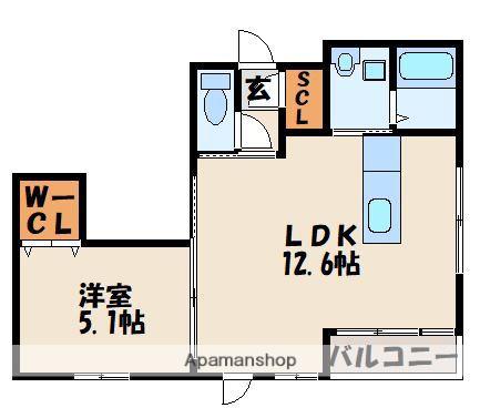 SOLEIL KOGA 旧パースペクティブ古賀マテリア(1LDK/5階)の間取り写真