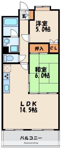 リファレンス箱崎(2LDK/5階)の間取り写真