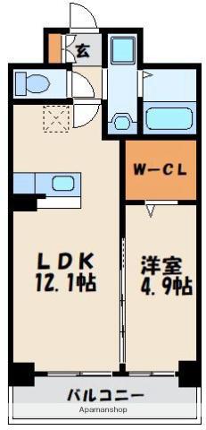 シャルマン土井Ⅱ(1LDK/4階)の間取り写真