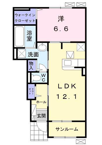 ボー・ヴィラージュ Ⅰ(1LDK/1階)の間取り写真