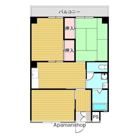 サンハイツ若宮(3DK/4階)の間取り写真