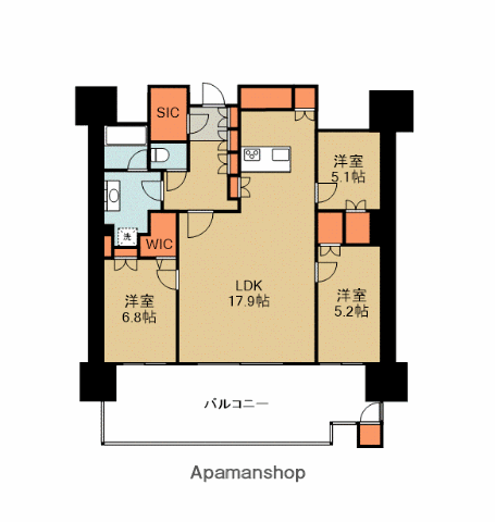 パークフロント香椎照葉イースト(3LDK/12階)の間取り写真