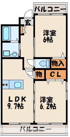 SK福津(2LDK/7階)の間取り写真