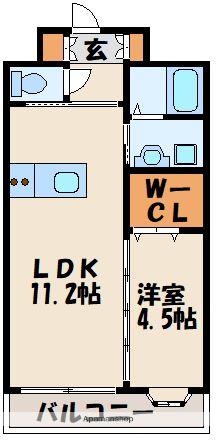 SK福津(1LDK/13階)の間取り写真
