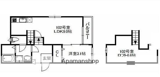 PLEASURE福津(1LDK/1階)の間取り写真