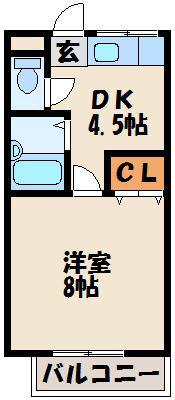 サンガーデン福間(1DK/1階)の間取り写真